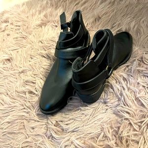 Black Short Ankle Booties with Buckle